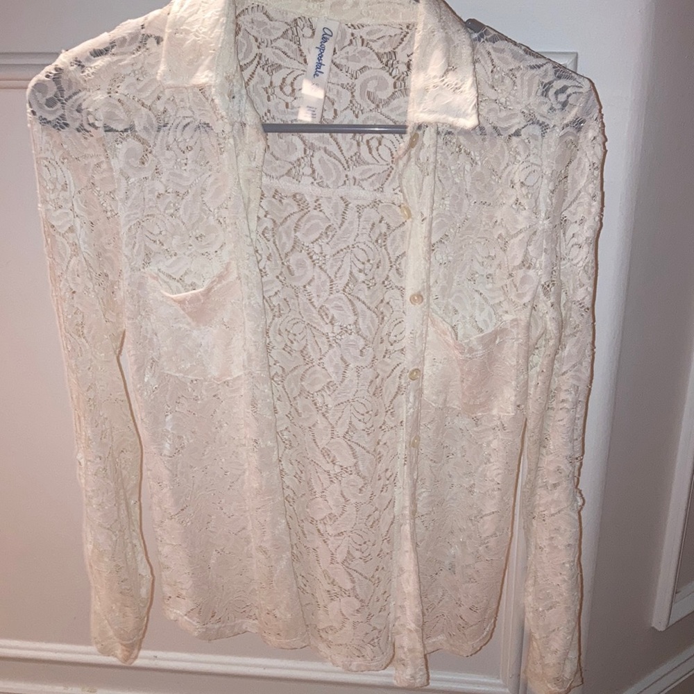 A white see-through sweater
